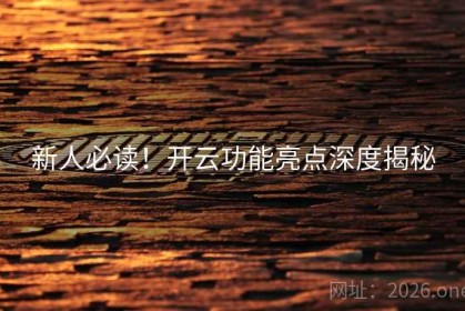 新人必读！开云功能亮点深度揭秘