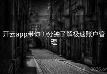 开云app带你①分钟了解极速账户管理