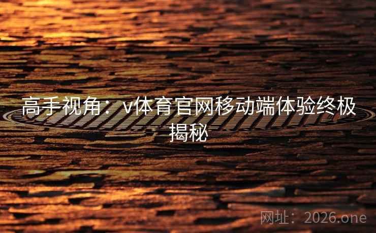 高手视角：v体育官网移动端体验终极揭秘